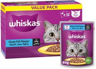 Whiskas Ocean Fish in Jelly Wet Cat Food Pack of 12x80g for Adult Cats